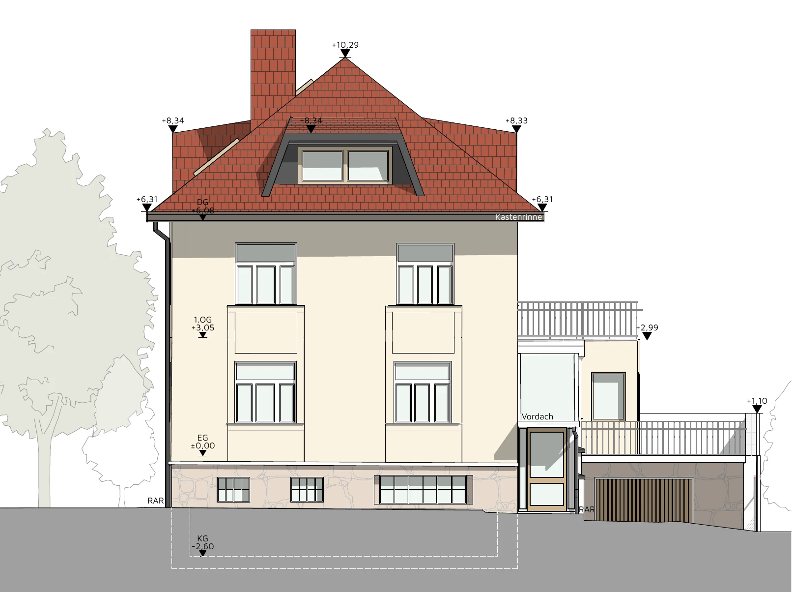 Straßenansicht aus dem Bestandsplan