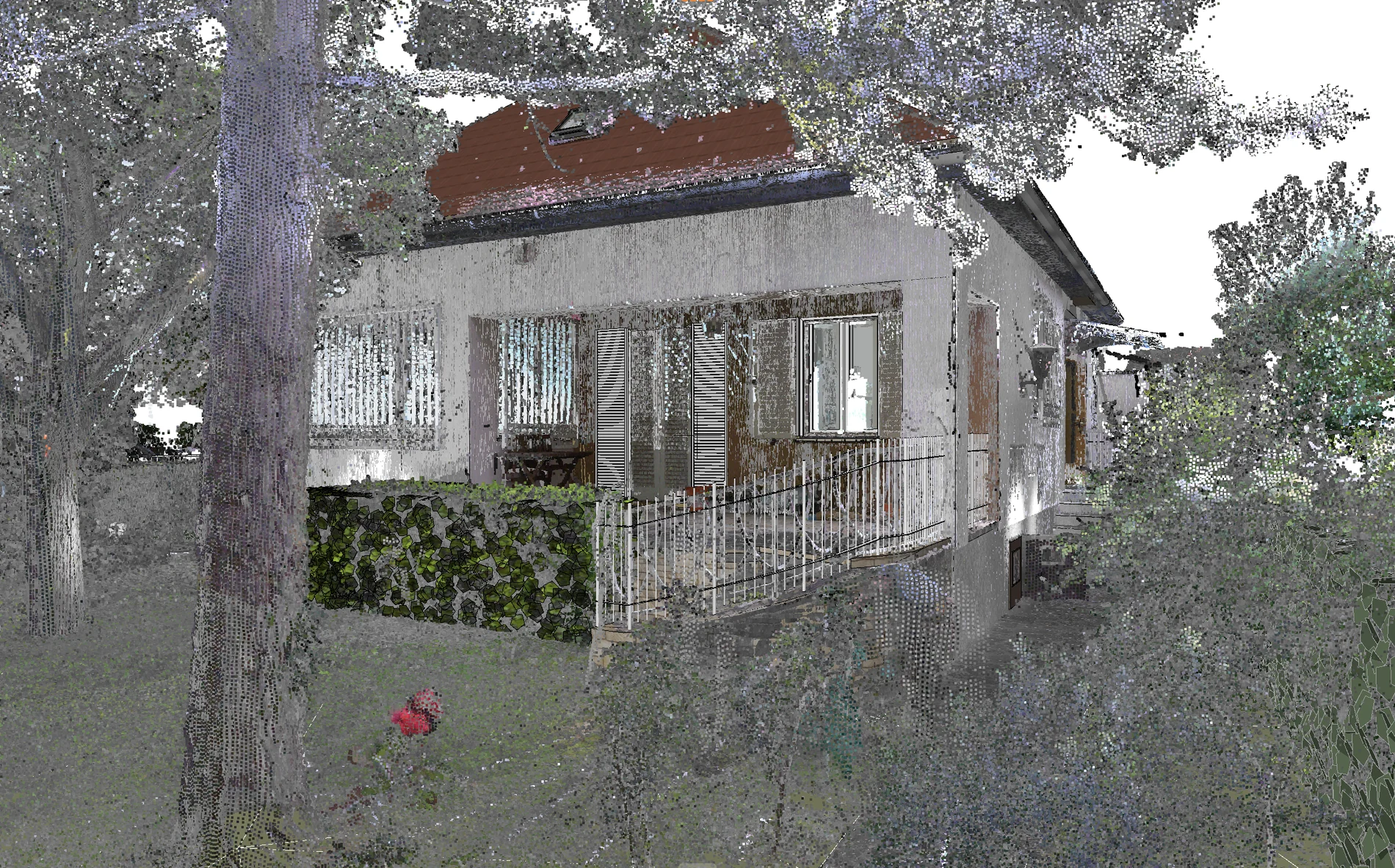 Punktwolke eines Einfamilienhauses aus dem 3D-Laserscan