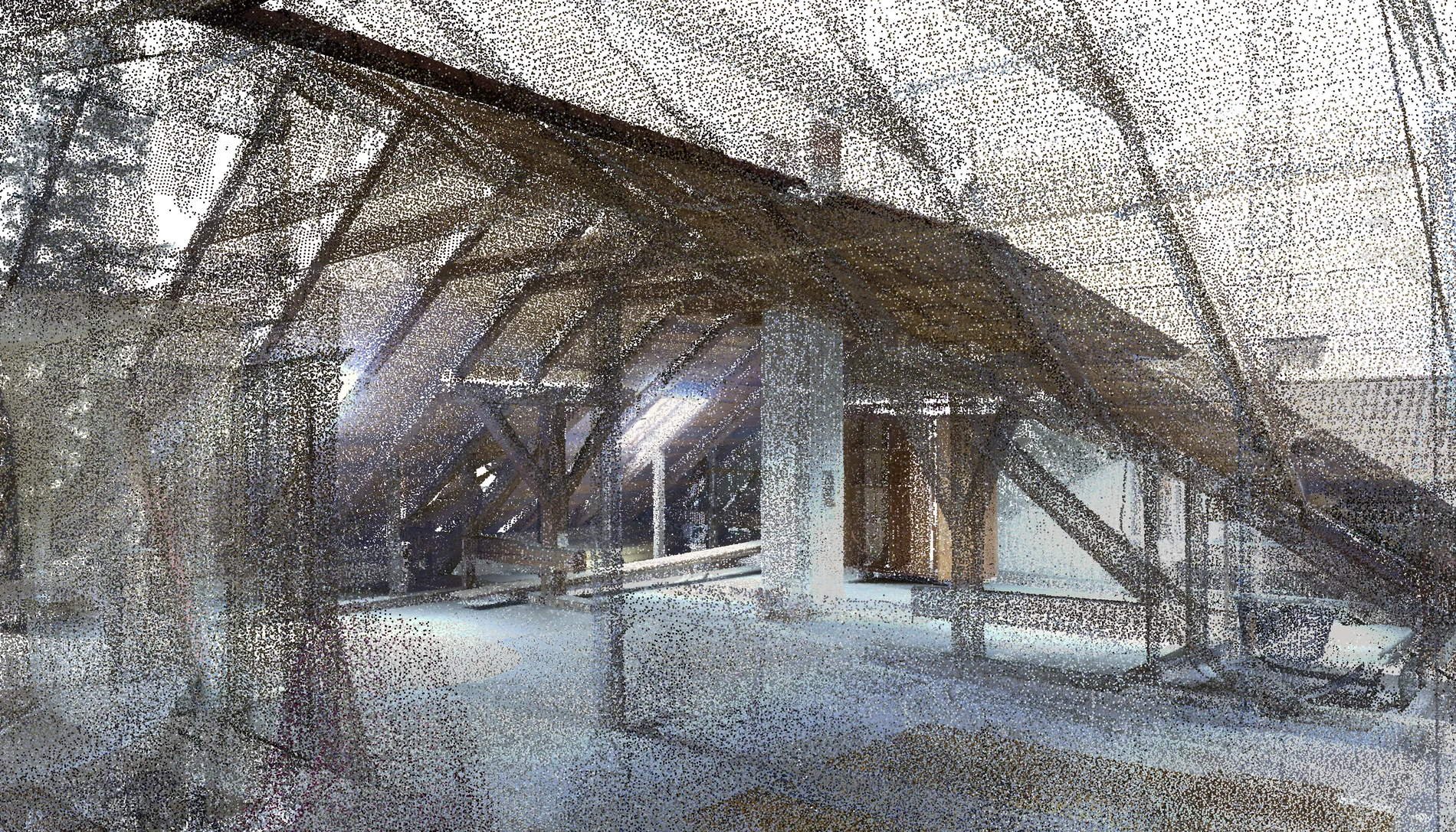 Punktwolke eines Dachgeschosses aus dem 3D-Laserscan